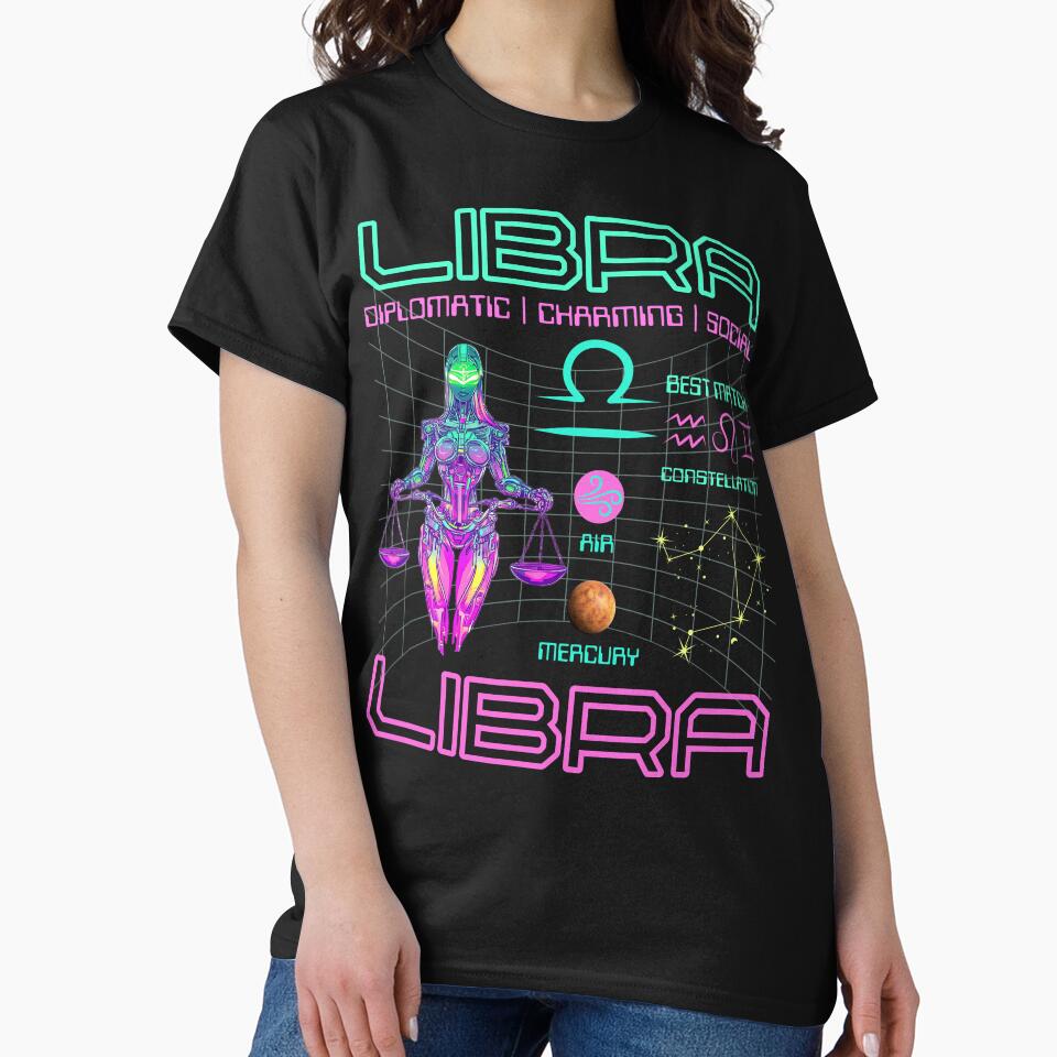 Libra Cyberpunk Zodiac Sign | Futuristic Neon Horoscope Print by TuncGK