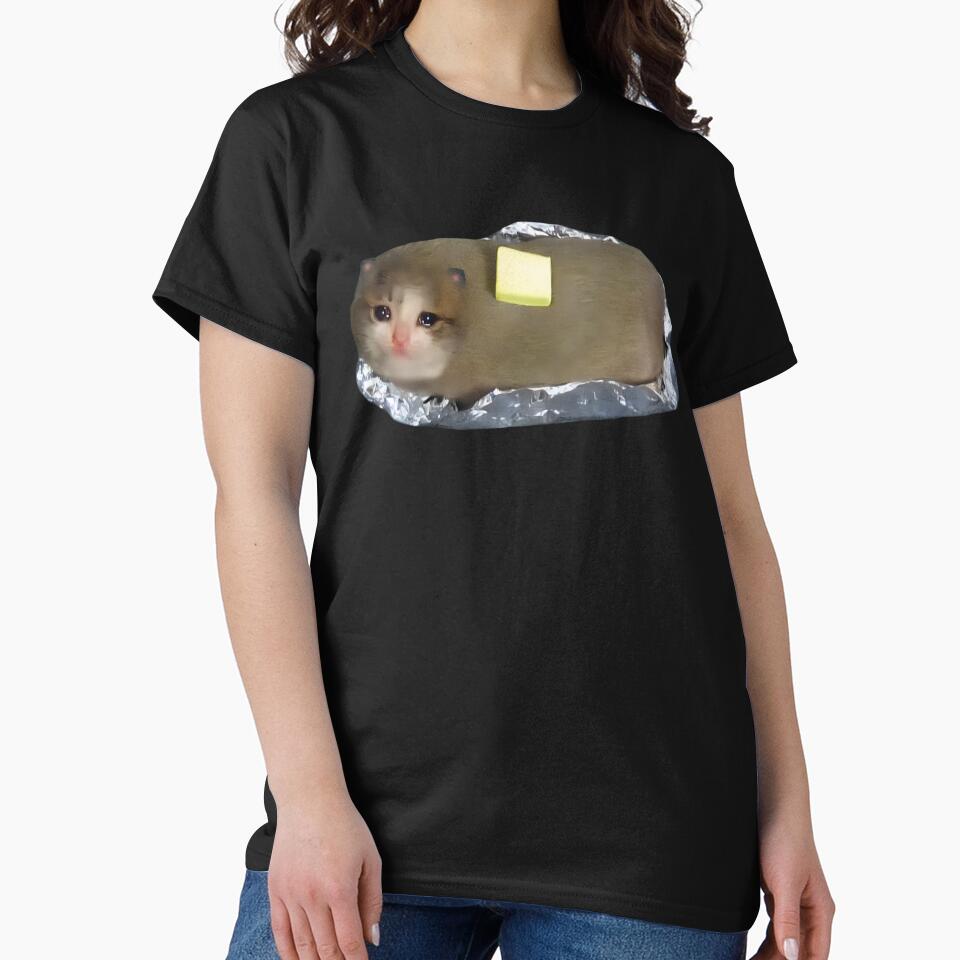 Baked Potato Cursed Sad Butter Cat Crying Meme by fomodesigns