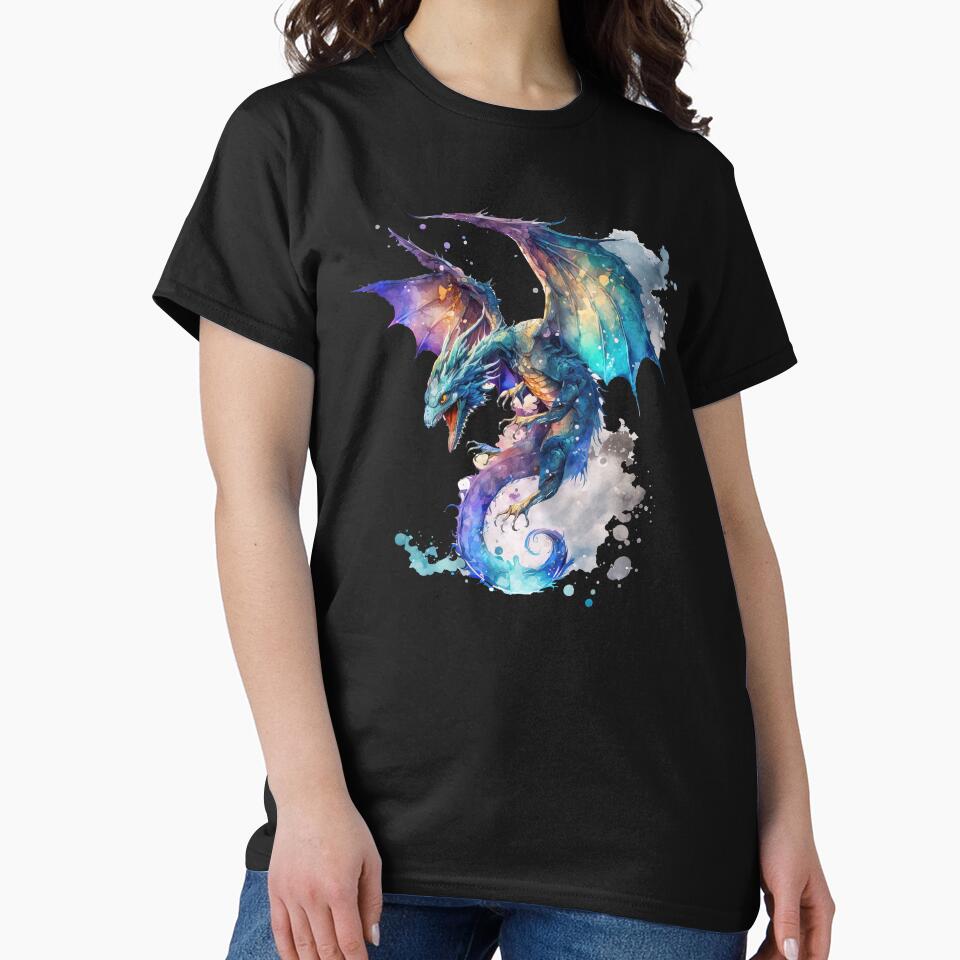 Colorful Watercolor Flying Dragon by MoonFoxDesign