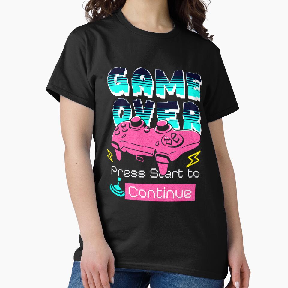 Funny Arcade Gaming Nostalgia Pink and Cyan Print by GenZFashion000