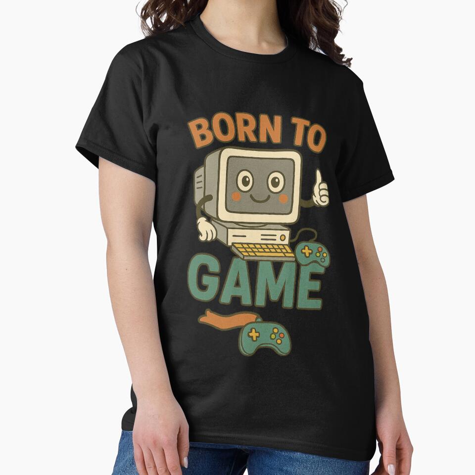 Born to Game – Funny Retro Gamer Design by WittyLabs