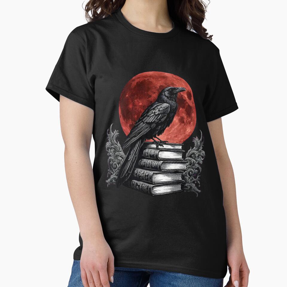 Gothic Raven Blood Moon - Dark Academia Library Art by Raven Rune Atelier