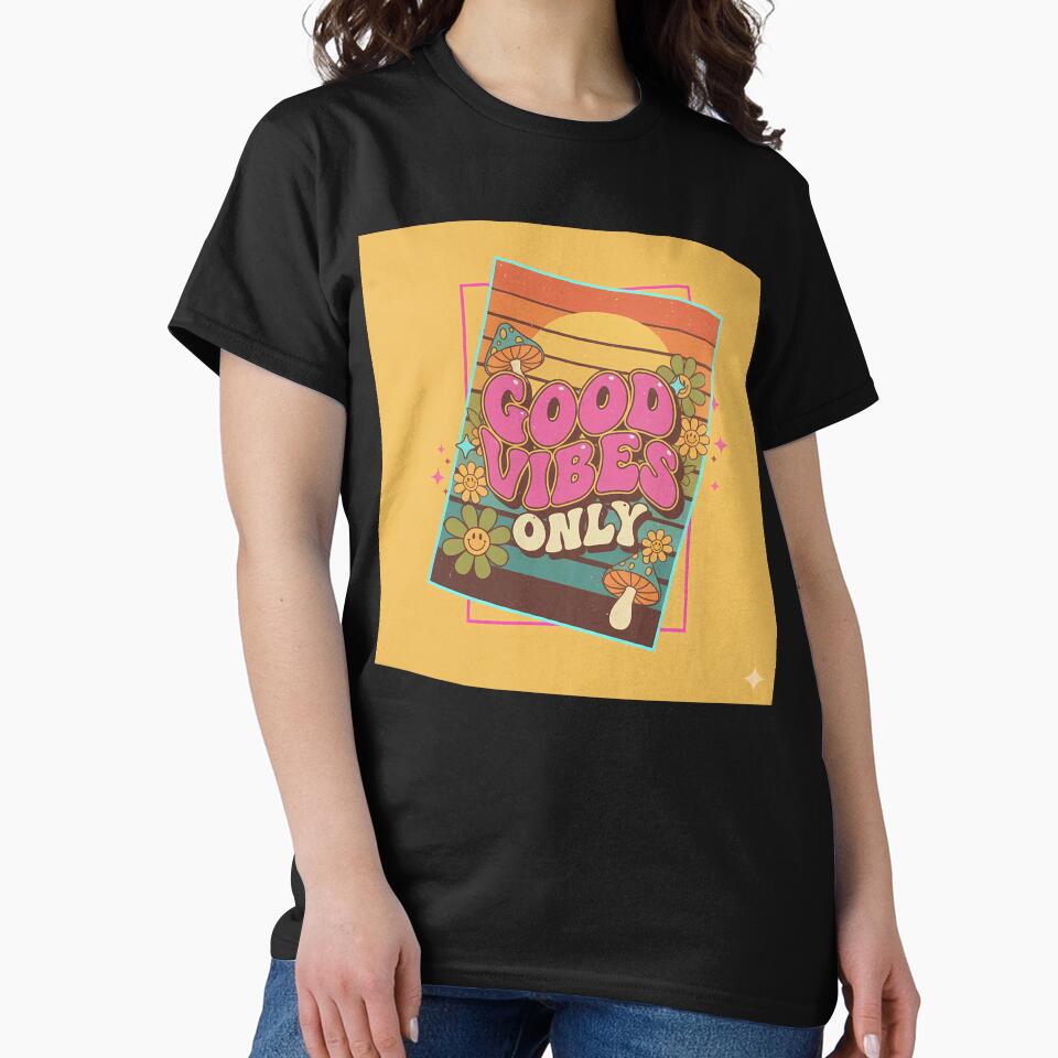 Good Vibes Only Retro - 70s Groovy Psychedelic Flower Power Art by TSE DESIGN