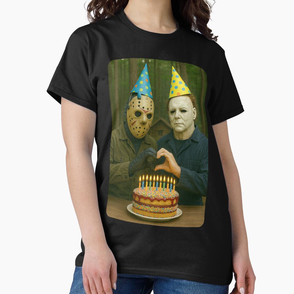 Jason Voorhees and Michael Myers Heart Hands with party hats by keytee