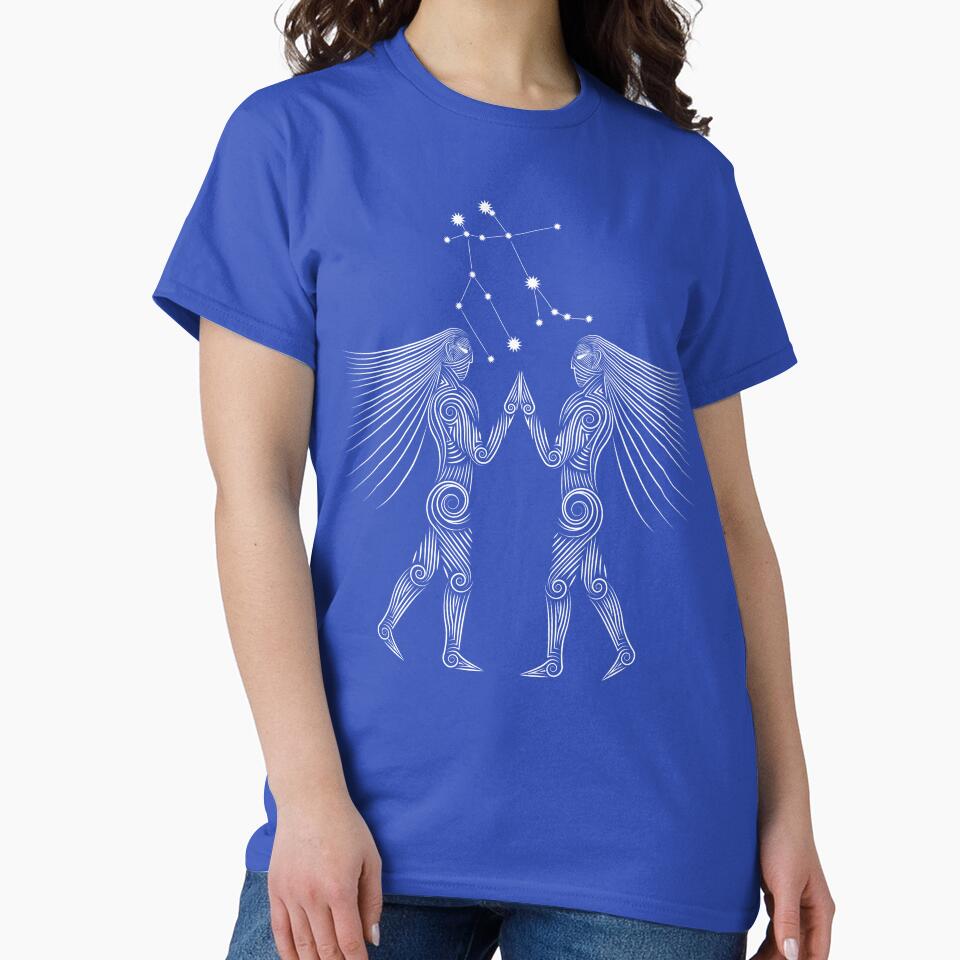 Gemini Zodiac Constellation White Minimalist Design by JAMerArc
