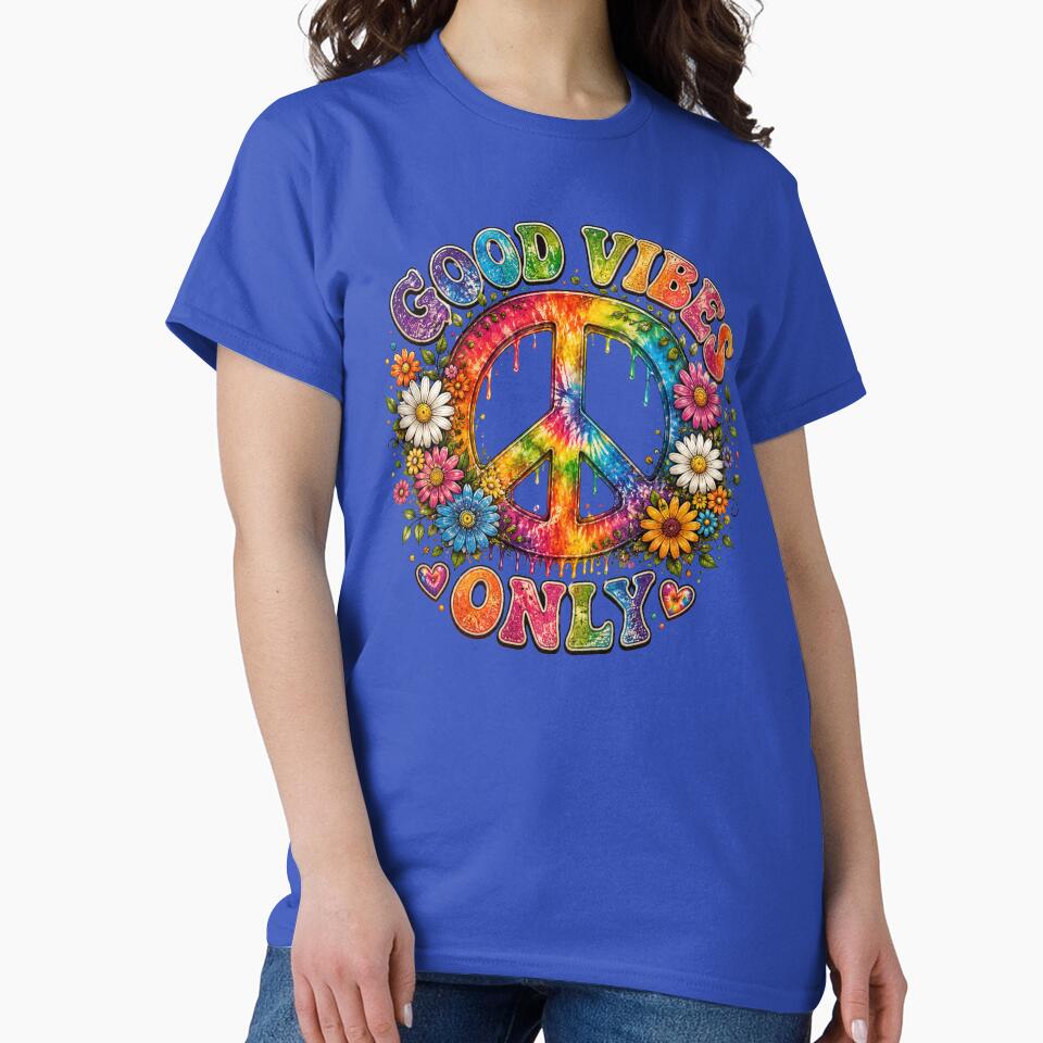 Good Vibes Only Rainbow Peace Sign by HippyRikky