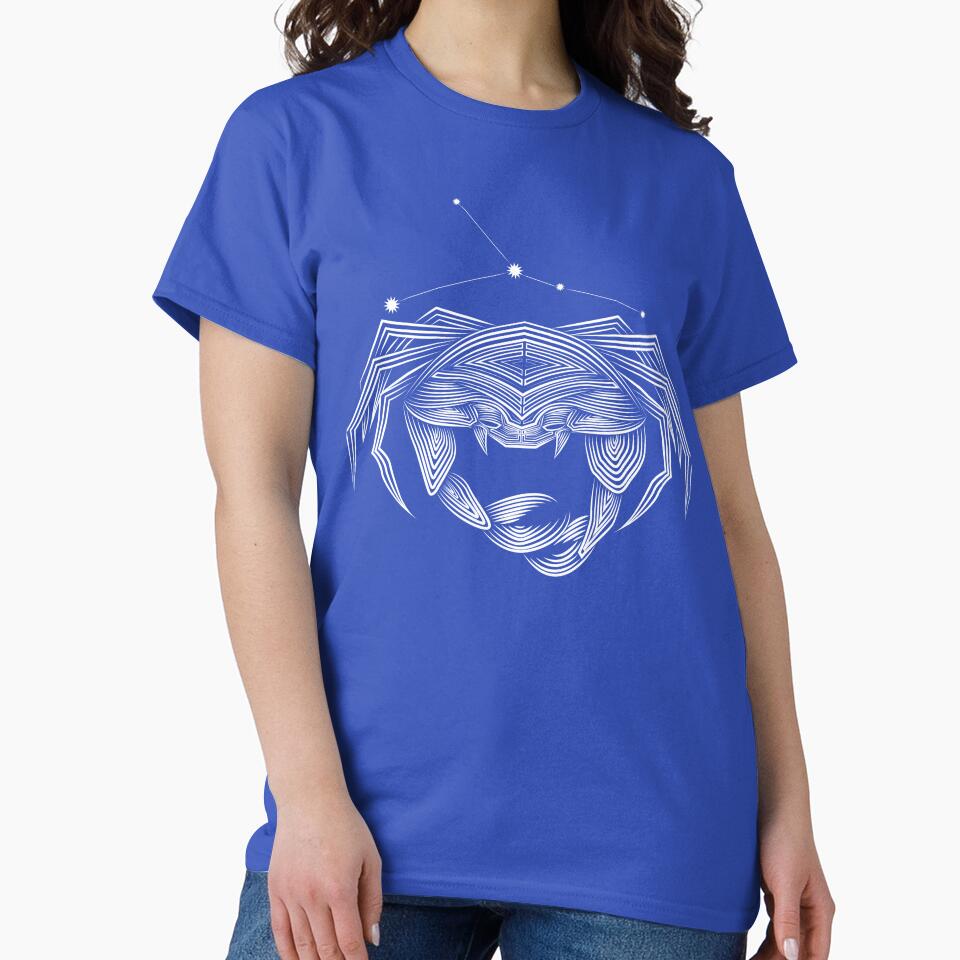 Cancer Zodiac Constellation white Line Art by JAMerArc