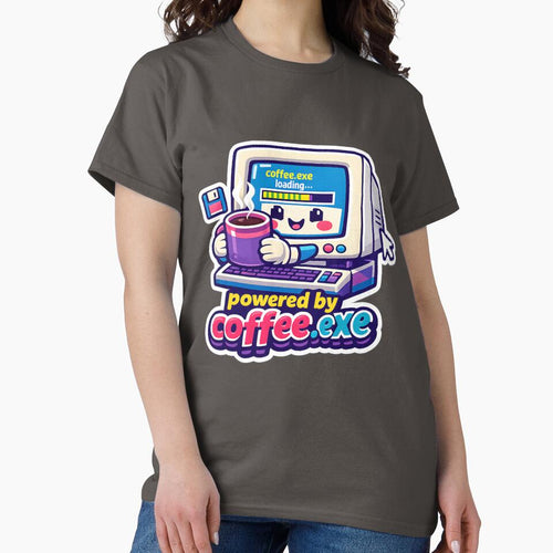 "Powered by Coffee.exe" | Retro Tech & Aesthetic Coder Art by Naviora