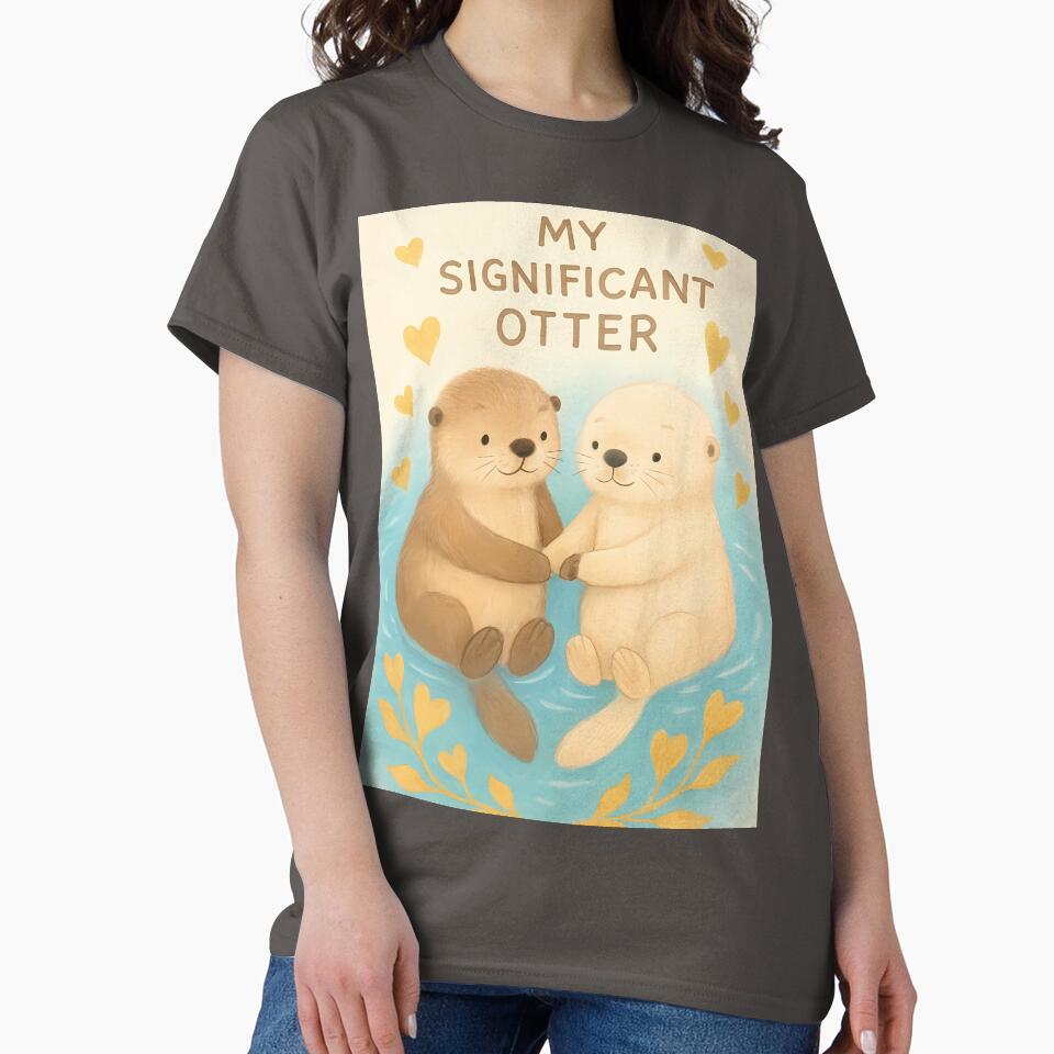 Significant Otter Funny Animal Pun Valentines Day Sticker Shirt Couple Gift by GiftsForge