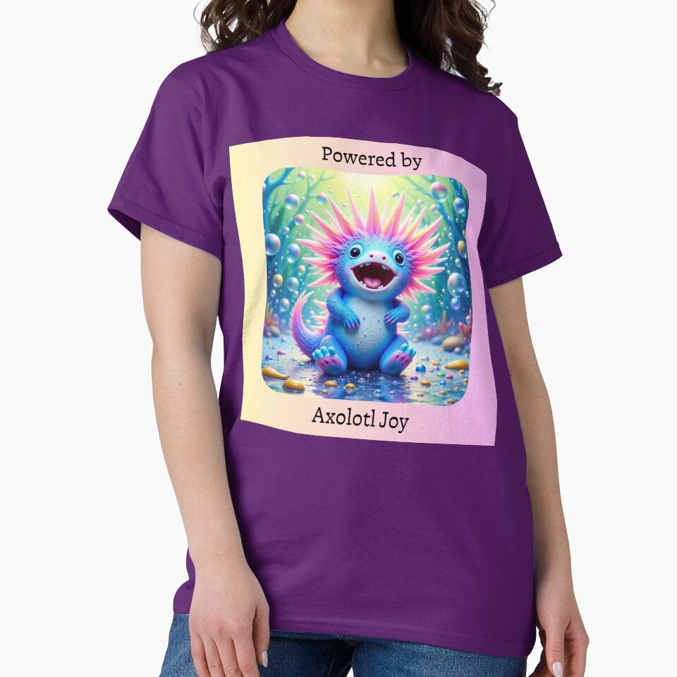 “Powered by Axolotl Joy” Cute Fantasy Creature Art for Stickers, Gifts, Décor, and Happy Vibes by Whimsical Art by Angela