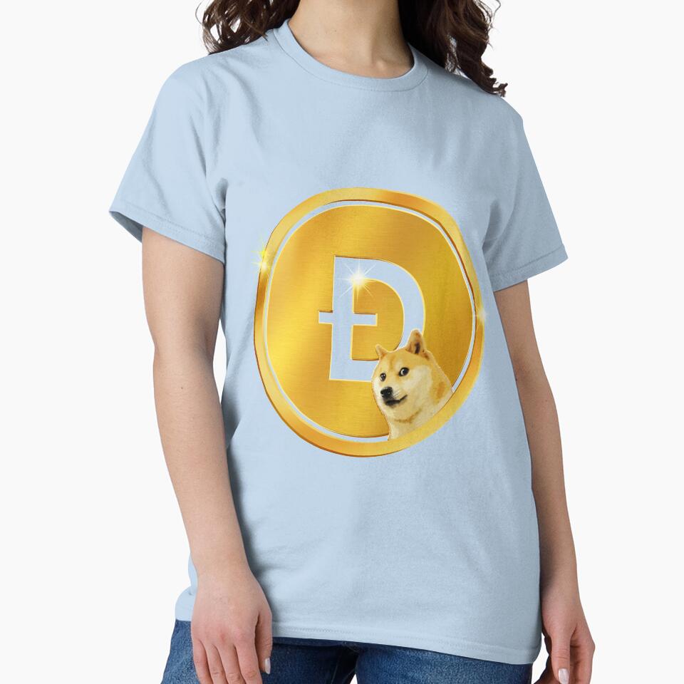 Golden Dogecoin Currency Emblem - Vibrant Turquoise Crypto Art by Art-PraveenRai
