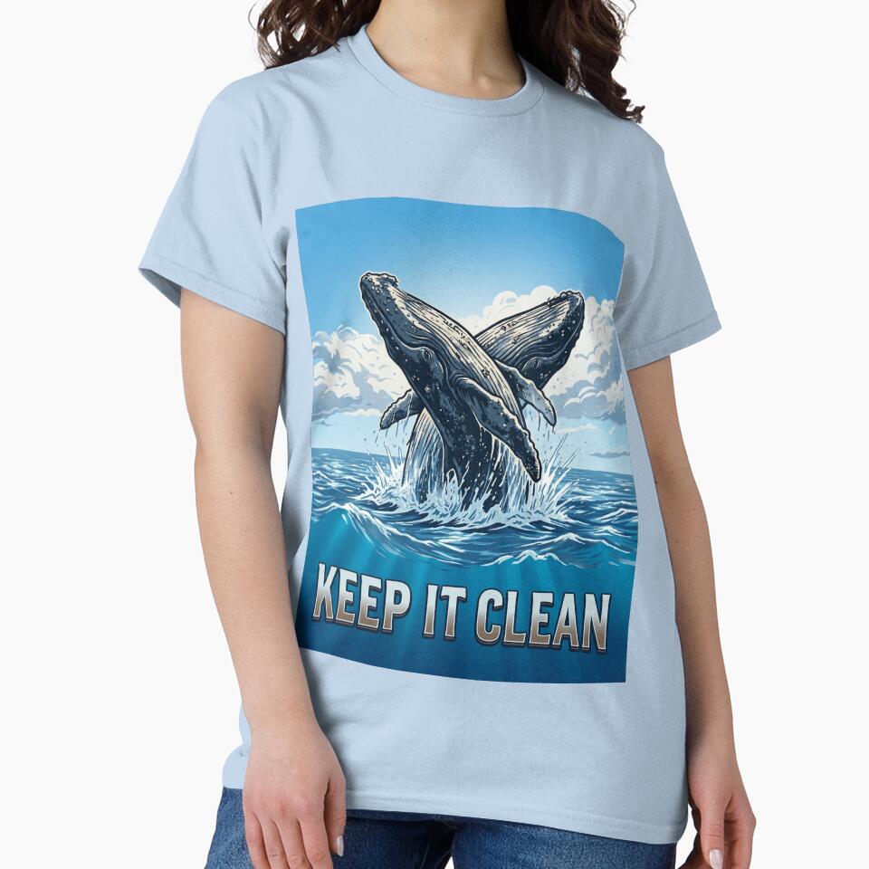 Keep It Clean Humpback Whale Ocean Conservation T-Shirt by MālamaThreads