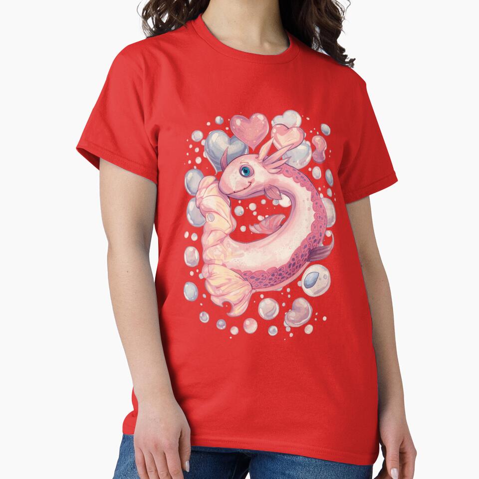 Kawaii Axolotl with Heart Bubbles – Cute Pastel Animal Art by Kayshies8120