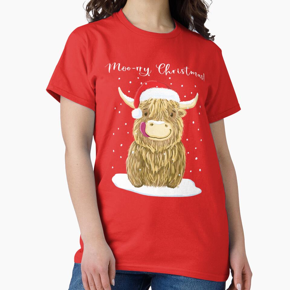 Scottish Highland Cow, Moo-rry Christmas Wee Hamish by brodyquixote