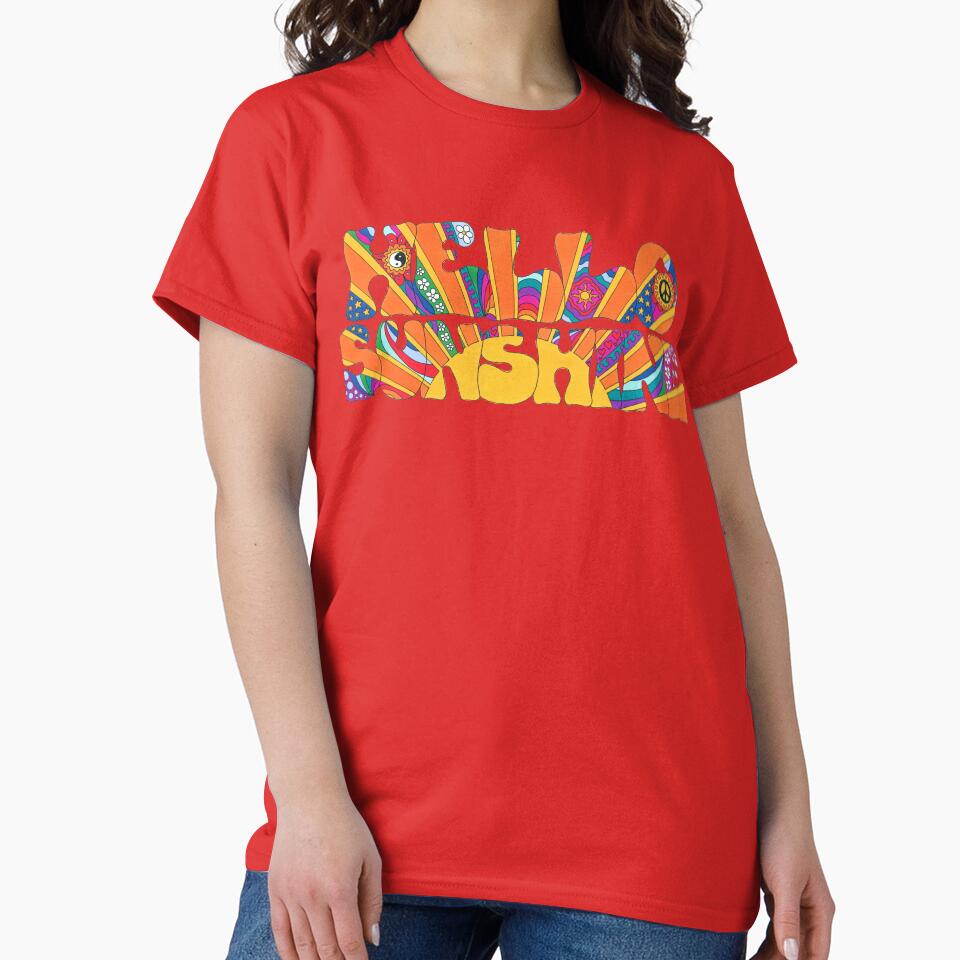 Psychedelic Hello Sunshine Art Lemon– Retro Hippie Rainbow Groovy Peace Design by Kellie Espie Art