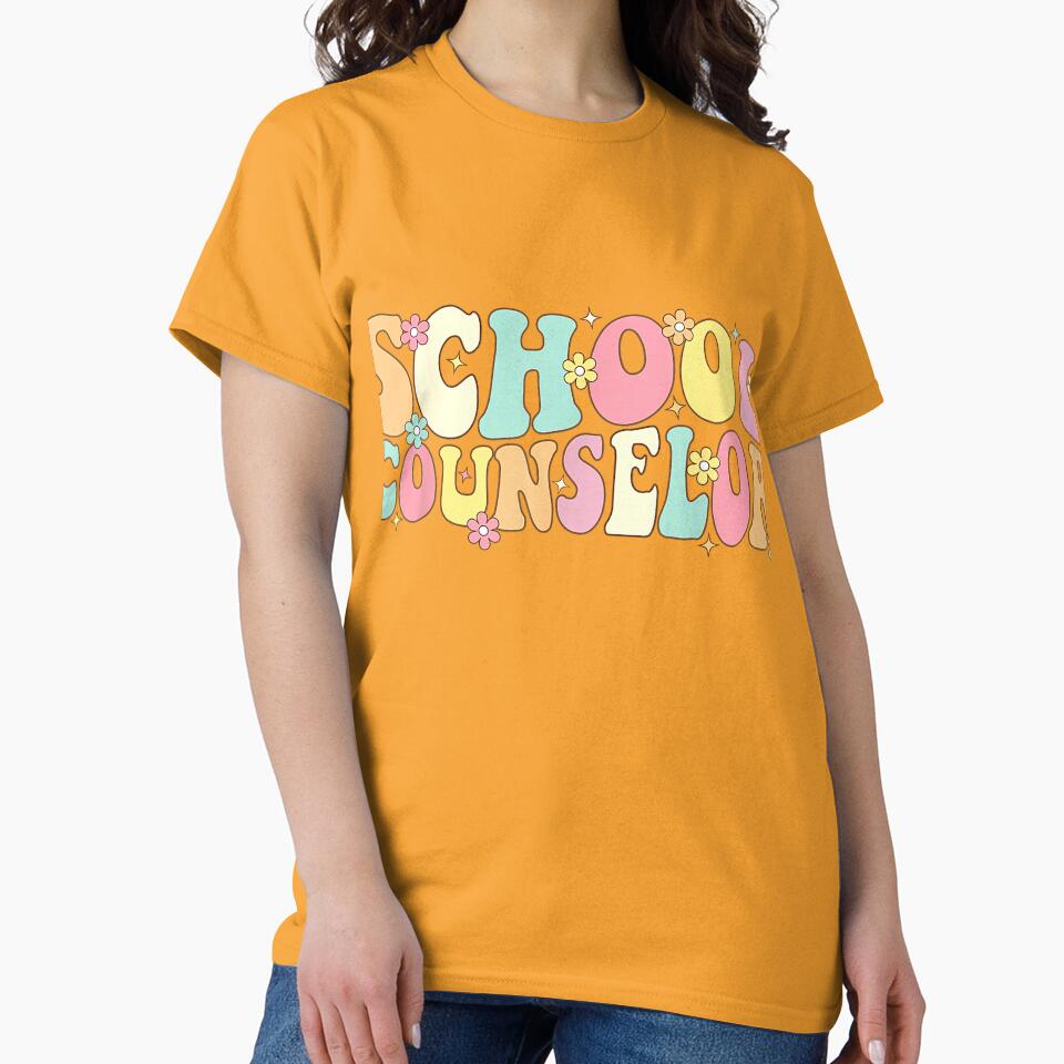 Groovy School Counselor Back to School Teacher Counseling T-Shirt by KTY-NUSS