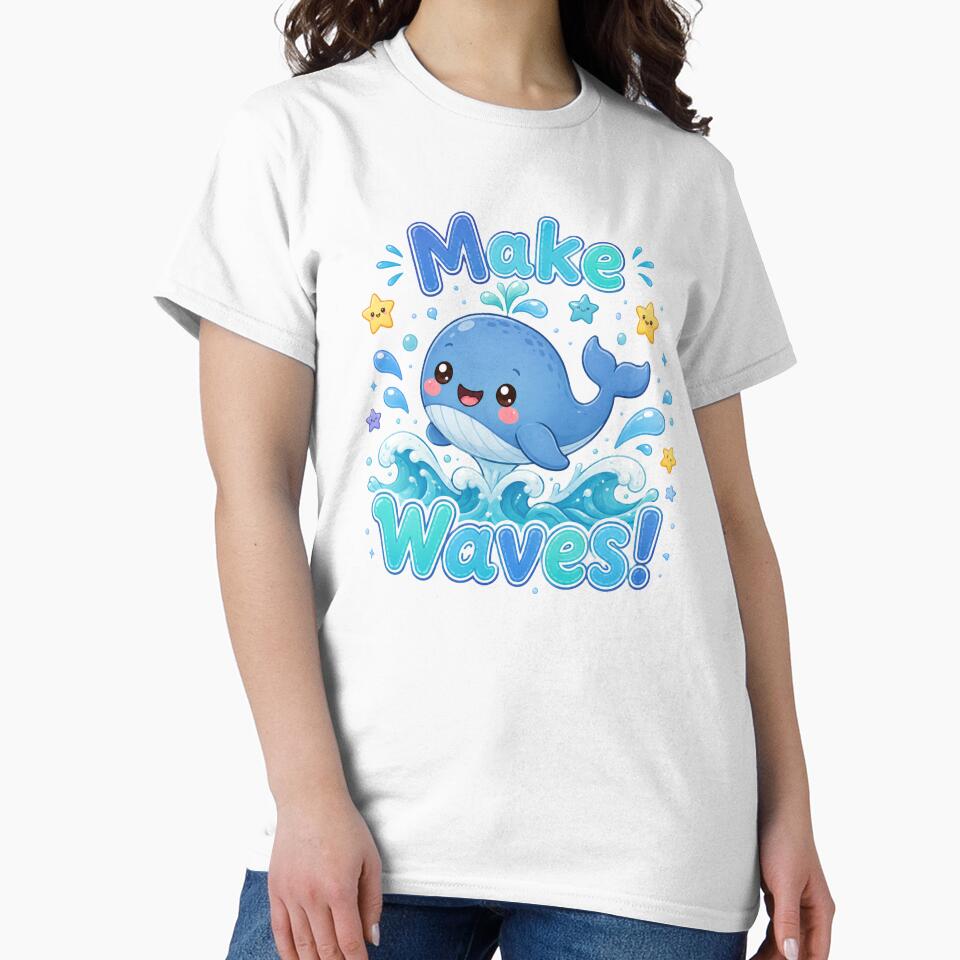Make Waves Cute Baby Whale Ocean Stars Kawaii Design by Sharlo Shop