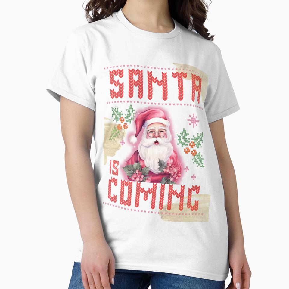 Christmas Sweater Pink Santa Santa Claus Is Coming Pink Christmas Santa Claus Movie by OliveAndSnow