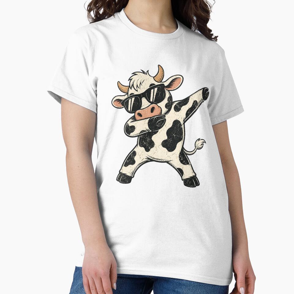 Dabbing Cow Wearing Sunglasses Funny Farm Animal by Moizento