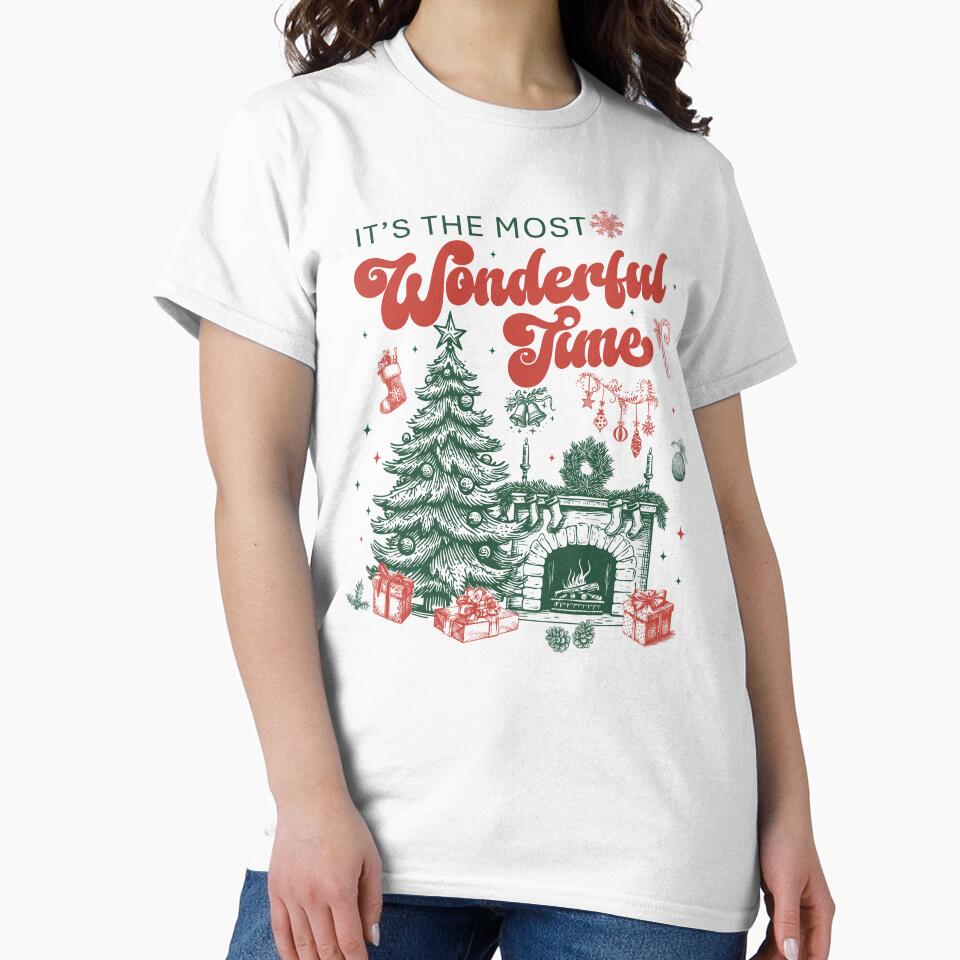 Christmas Time Shirt Most Wonderful Time Tee Vintage Christmas Sweatshirt Retro Xmas T-Shirt by LessIsLoud