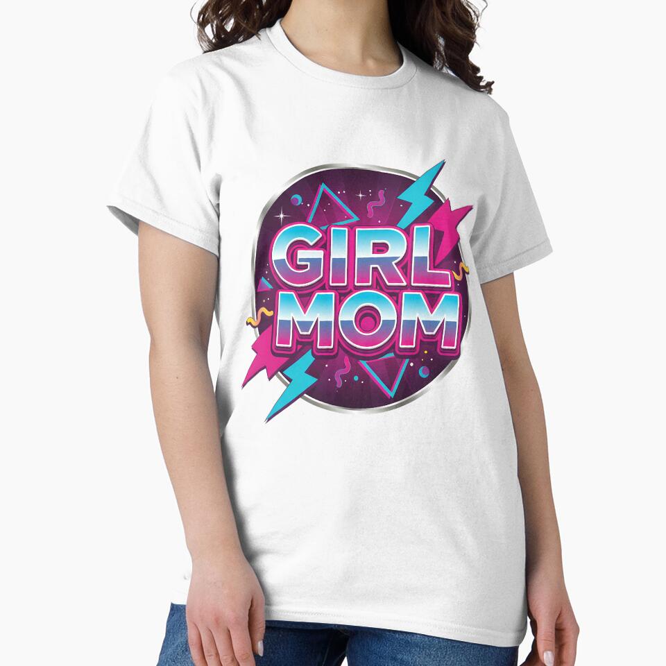 Girl Mom Neon Retro Design by Teeny Quities