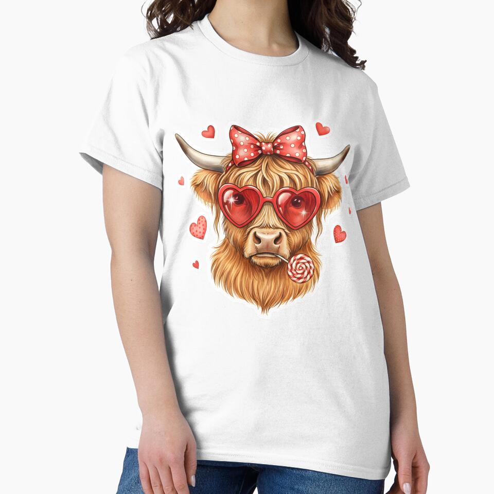 Highland Cow, Valentine Coquette, Valentine's Day, Retro Valentine, Valentine Heart by DesignDenDo ⭐⭐⭐⭐⭐