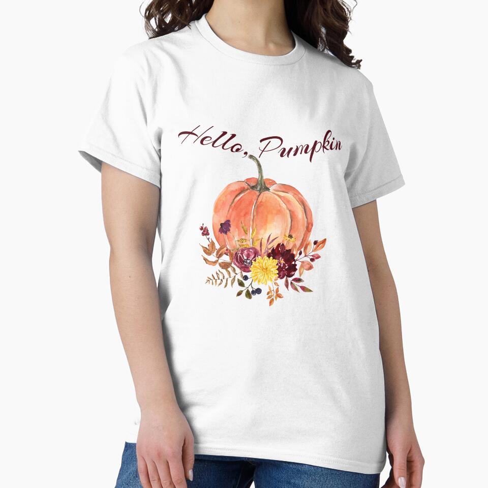 Hello, Pumpkin, fall watercolor pattern by HappyVibesAlert