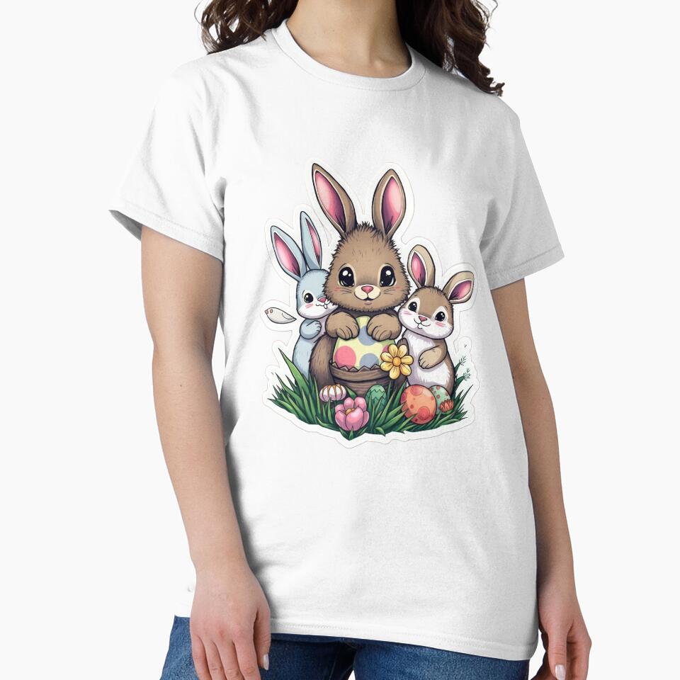 cute Easter bunnies with colored eggs Sticker, cute easter,Happy Easter,Easter Day,easter illustration by Expressions-Sel