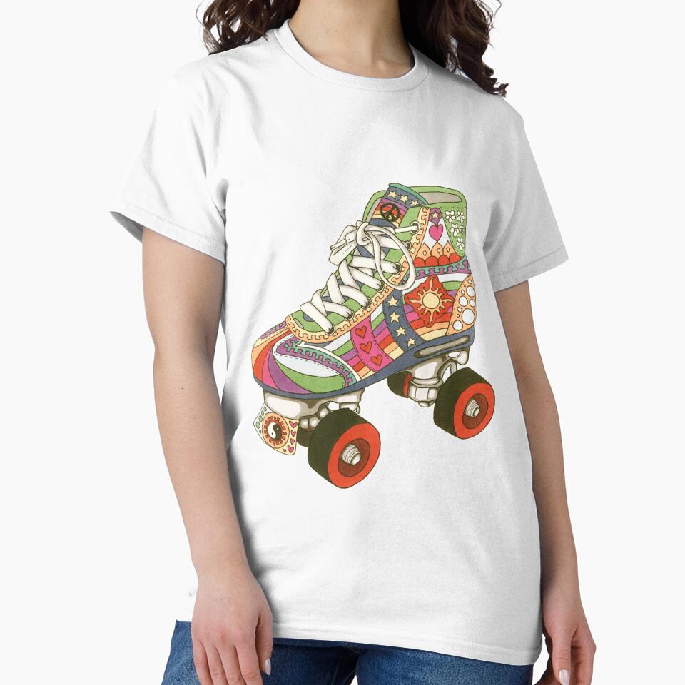 Vintage Psychedelic Derby Skate Art Taupe– Retro Hippie Rainbow Groovy Peace Design by Kellie Espie Art