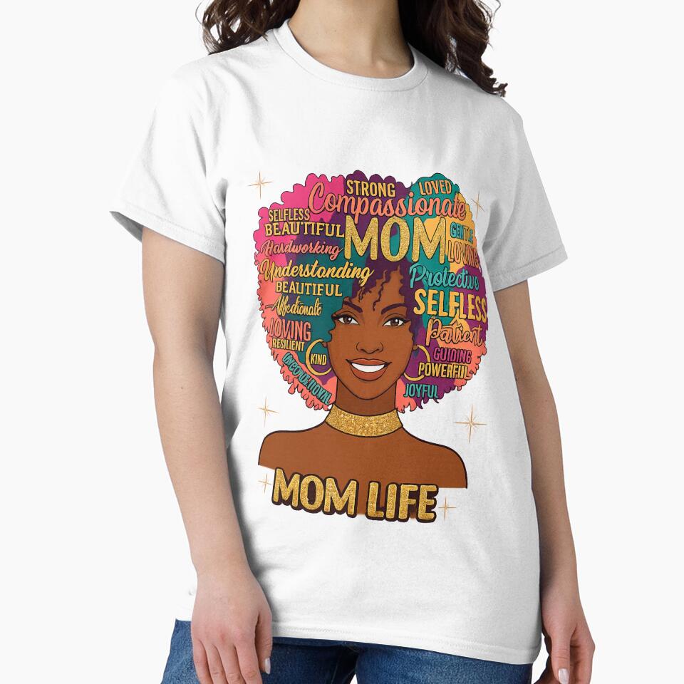 Mom Life Afro Word Art | Empowered Black Motherhood Design by Divine Boutique