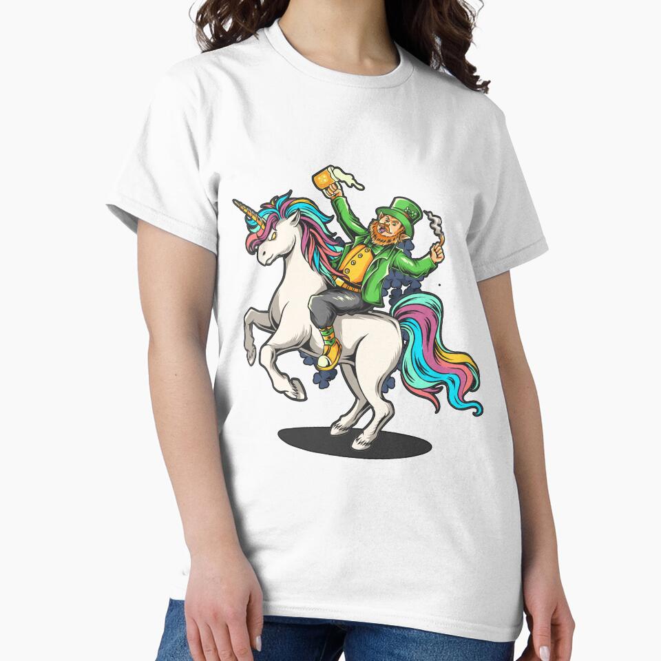 St. Patrick's Day Bearded man sitting on a unicorn Horse by king's Outfit