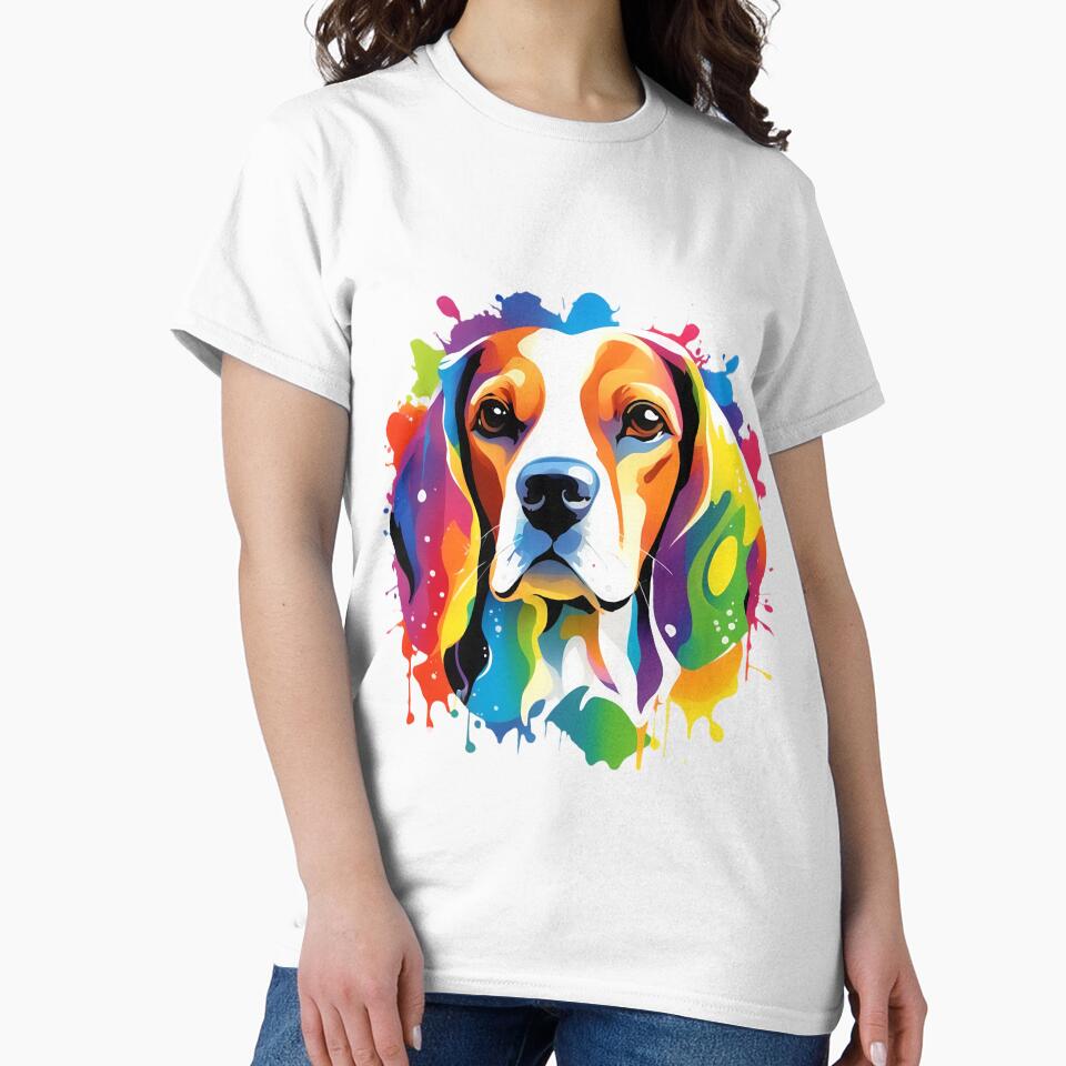 Vibrant Rainbow Beagle Portrait Design For Dog Lovers by kakarikihill