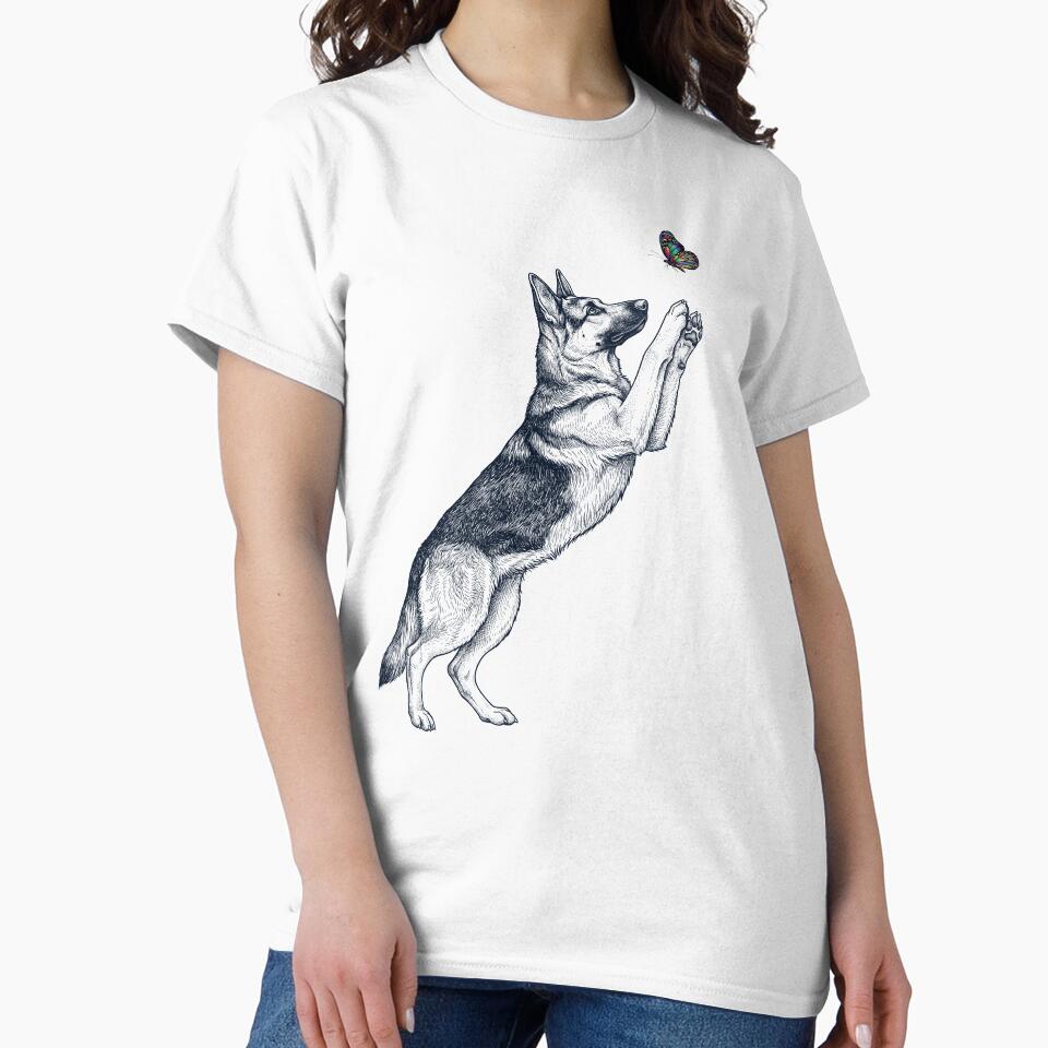 Vintage German Shepherd with Butterfly Dog Mom Owner by TerryConnells