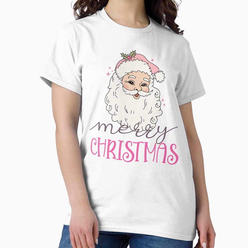 Retro Vintage Pink Santa Claus Merry Christmas by Yourfavshop600