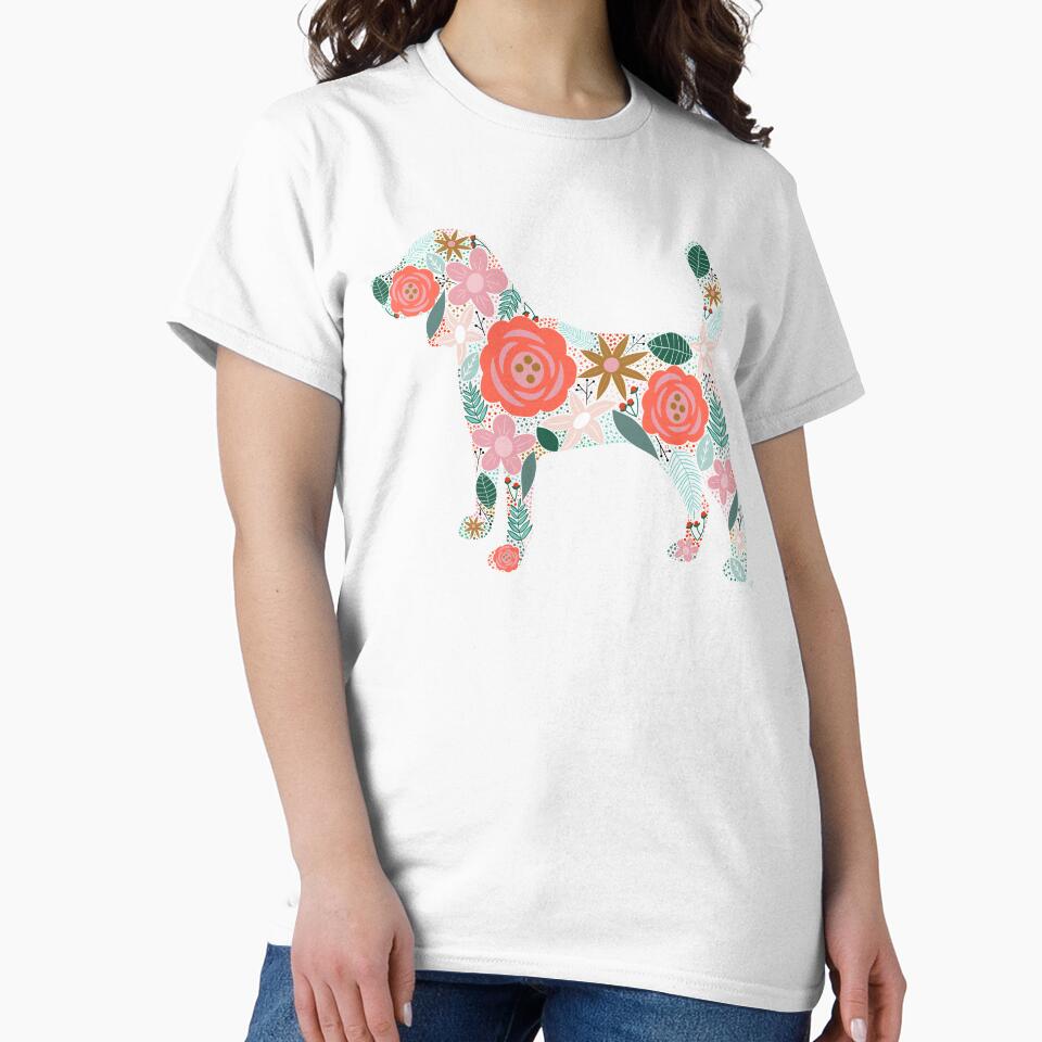 Beagle Floral Silhouette by Nicolestes