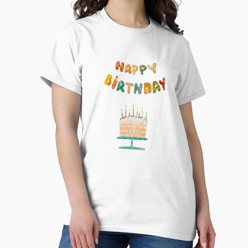 Cake candle happy birthday title watercolor sketch red by Yana Mustafina | Boho Soulful Designs