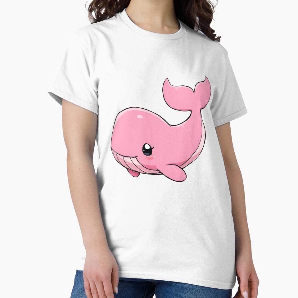 Cute Pink Baby Whale Cartoon Kawaii Ocean Animal Design by Karolina’s Cozy Creations