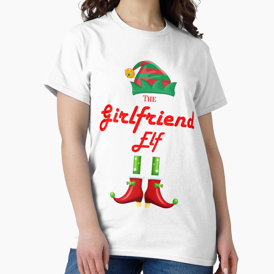 The girlfriend elf funny Christmas costume matching boyfriend/girlfriend couple by MorningTeeNmore