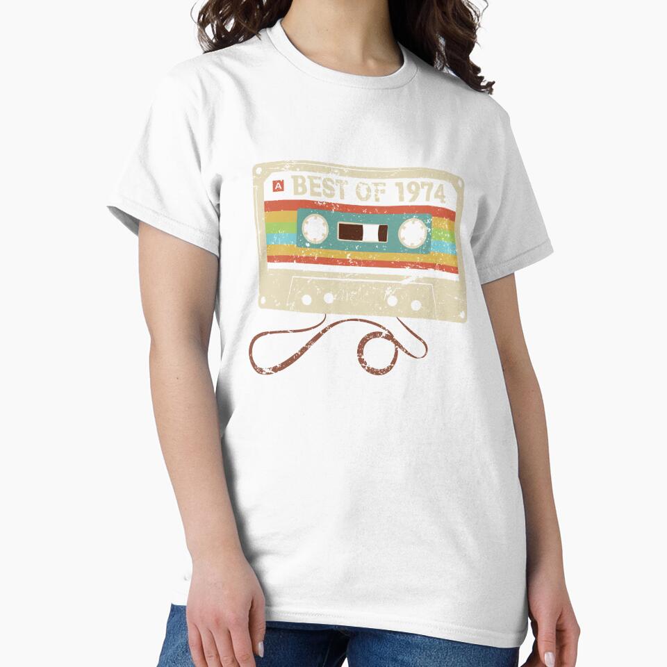 Best of 1974 52 Year Old Funny Vintage Cassette T-Shirt 52nd Birthday Gift for Men Women by BCNDesign