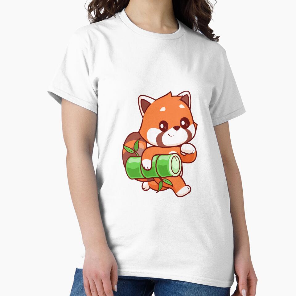 Cute Chibi Red Panda Carrying Bamboo Illustration by Jerbilsmouse