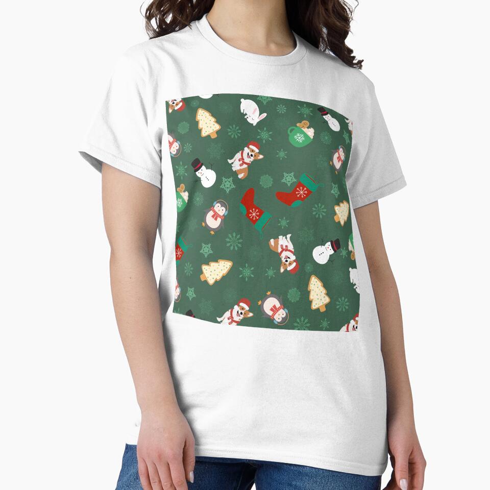 Green and White Christmas with dogs by Eunoia-ikigai