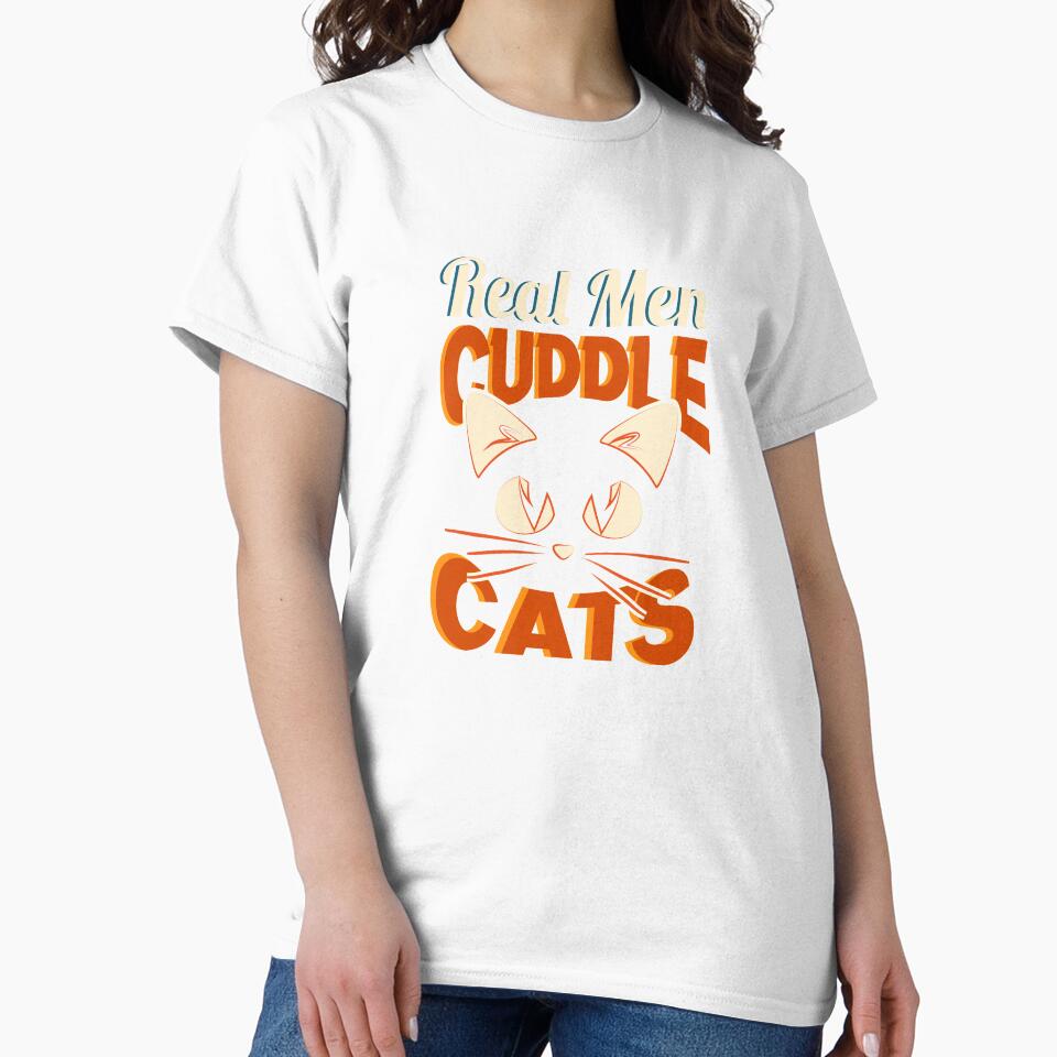 funny Real men cuddle cats, Vintage cuddle cats Gift by Amirebdesign