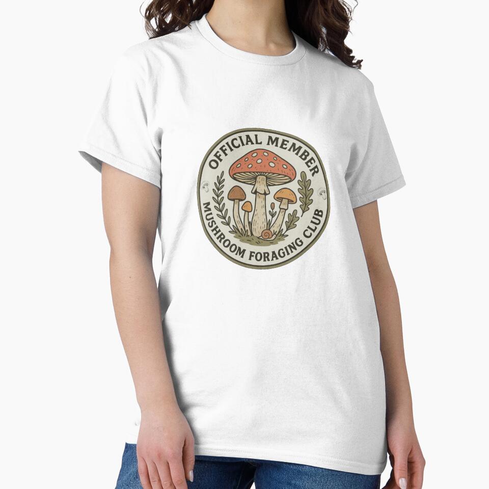 Official Member Mushroom Foraging Club Badge — Cottagecore Nature Sticker by teddy--