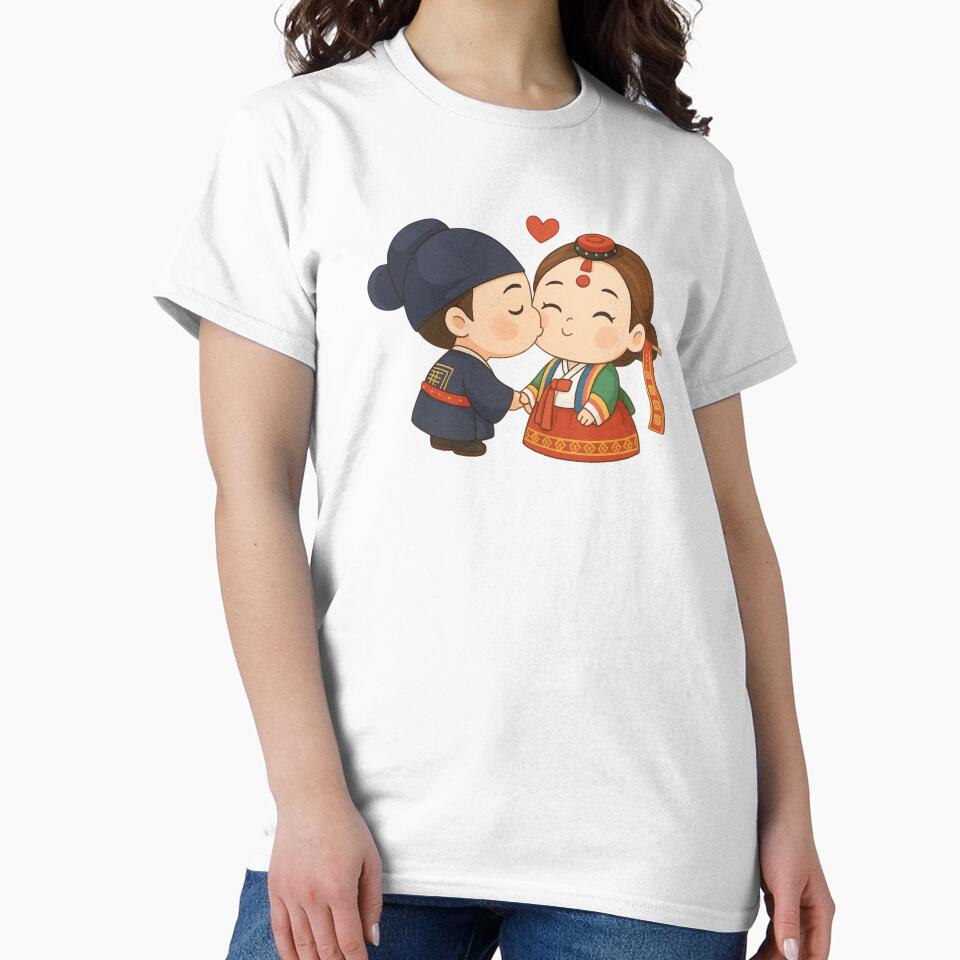 Cute Korean Hanbok Couple – Kawaii Love Illustration by mycreastyle