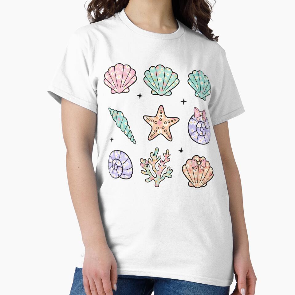 Wildflower Seashell Clam Summer, Summer Vibes, Floral Summer, Summer Beach, Wildflower Summer, Summer Vacation by DesignDenDo ⭐⭐⭐⭐⭐