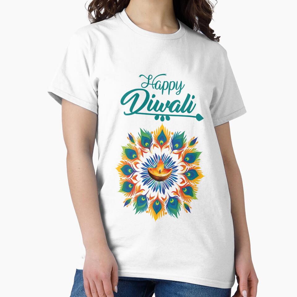 Happy Diwali ver3 | Festival of Lights | Indian Deepavali Celebration with Diyas, Rangoli & Lord Ganesha | Hindu Festival Art & Gifts by mndesignworx