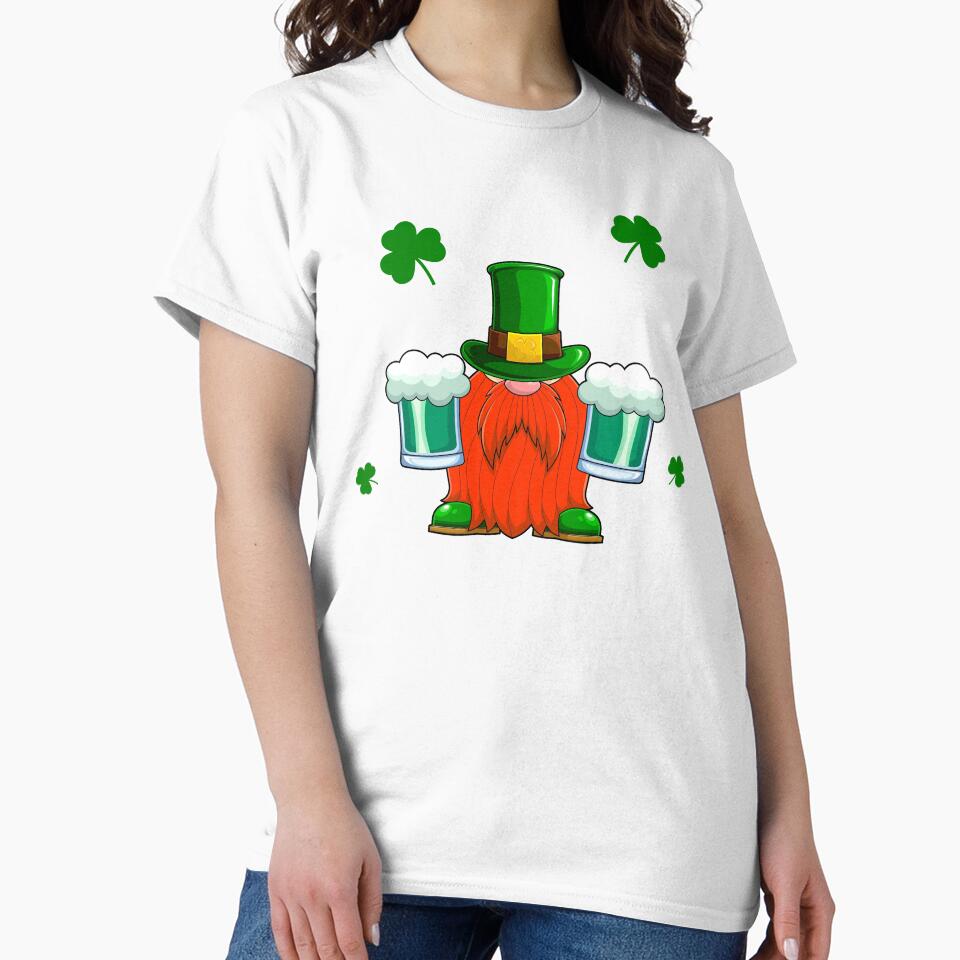 St Patricks Day Cute Green Gnome Drinking Beer & Shamrock Lucky Charm by smailjr