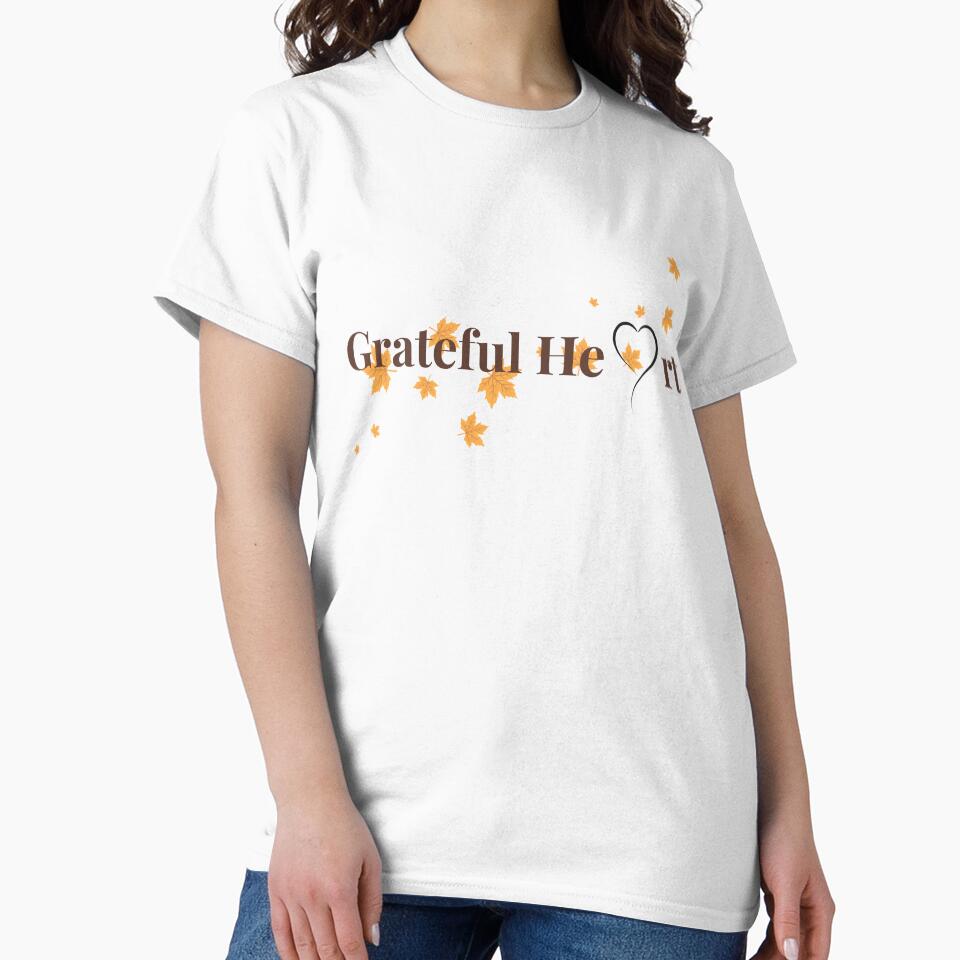 Grateful Heart Autumn Leaves - Inspirational Gratitude Art by ShaderShirts