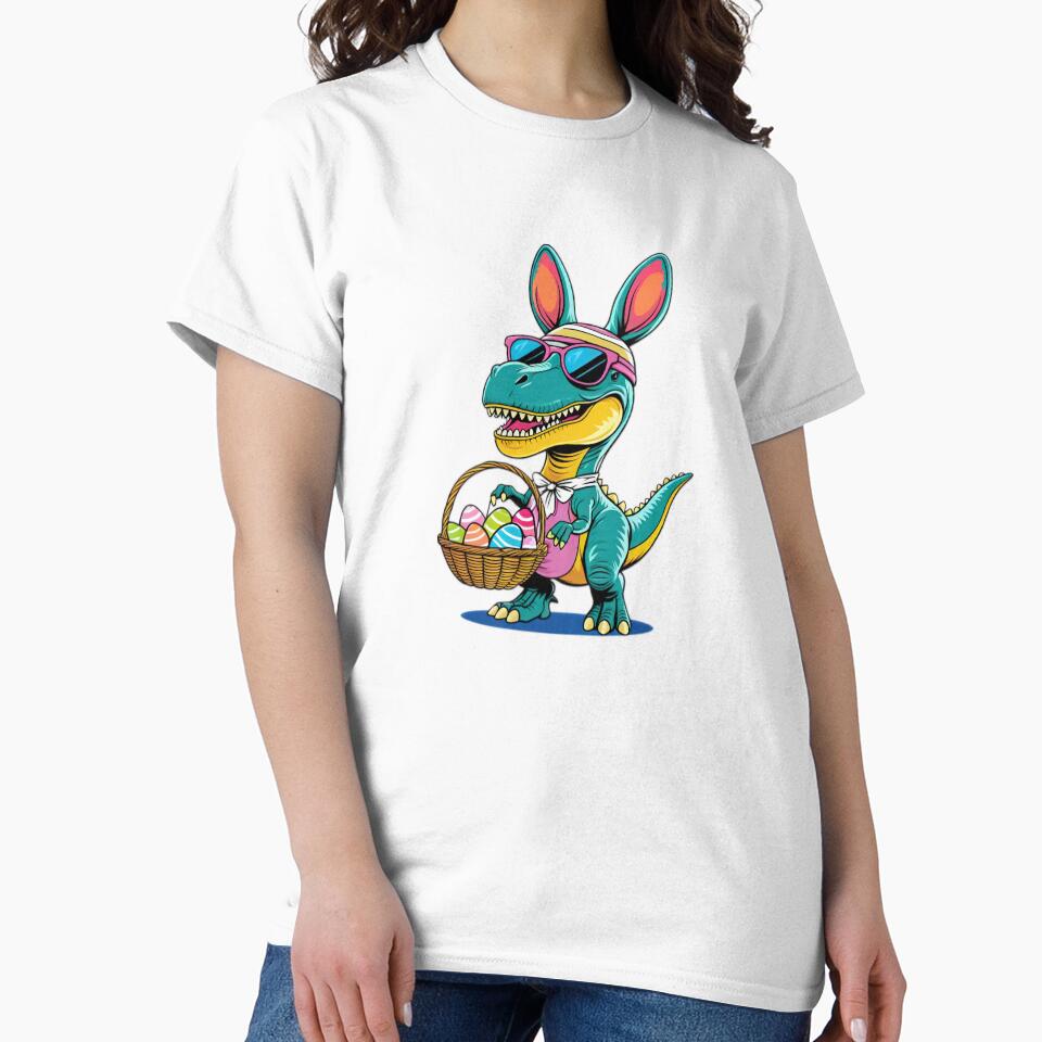funny easter dinosaur bunny with colorful eggs ,Happy Easter,Easter Humor,Easter Day,funny easter design by Expressions-Sel