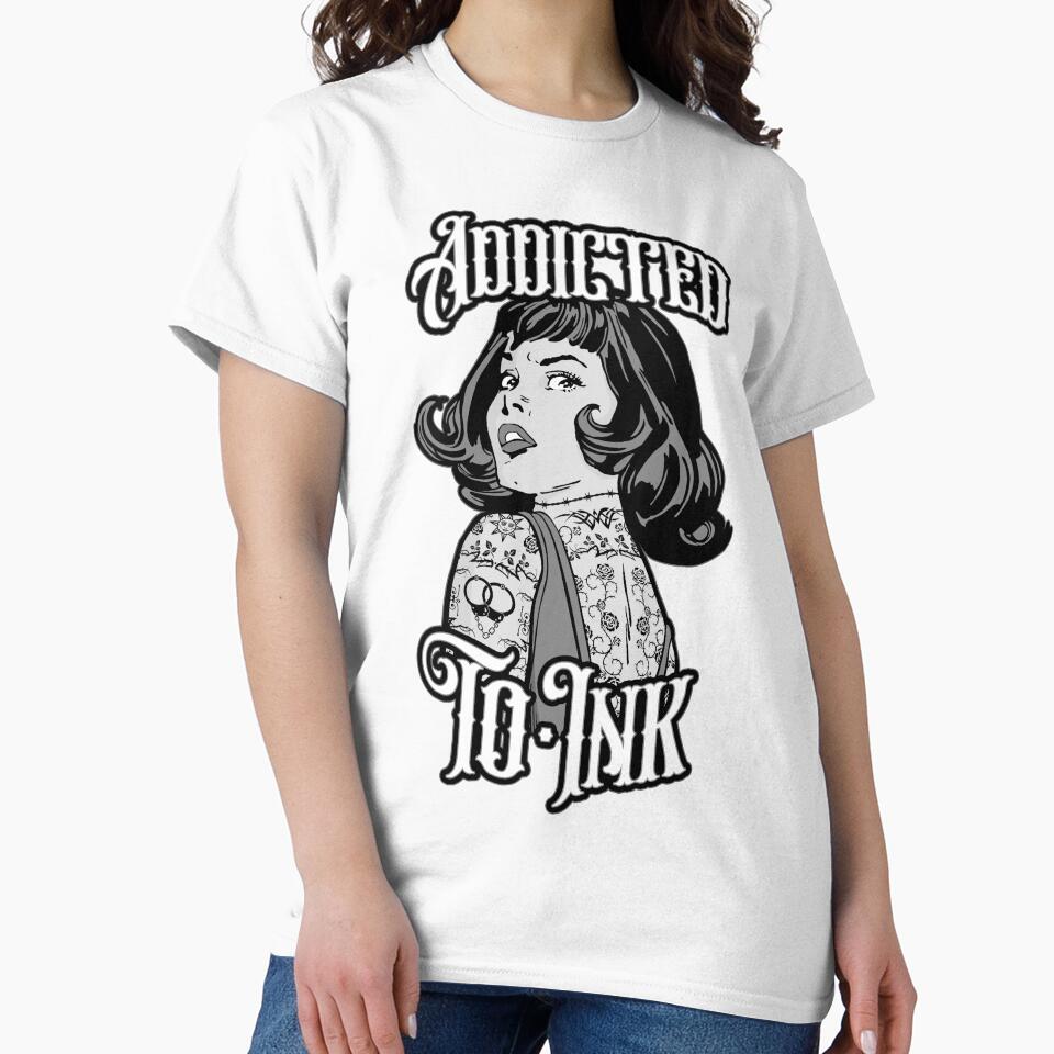 Addicted To Ink Tattooed Girl Retro Vintage Tattoo Pop Art by GrandeDuc